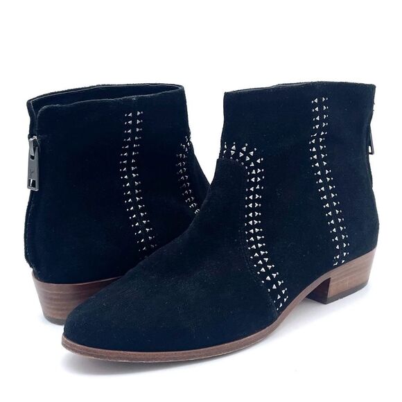Joie Lucy Black Suede Silver Studded Ankle Booties Women’s Size EU 38.5 | US 8.5 - Picture 3 of 16